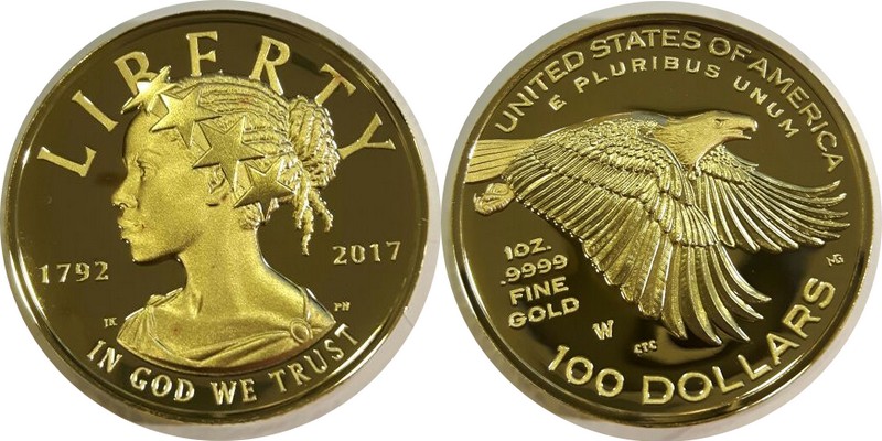 USA MM-Frankfurt  Feingewicht: 31,1g Gold 100 Dollars 2017 pp