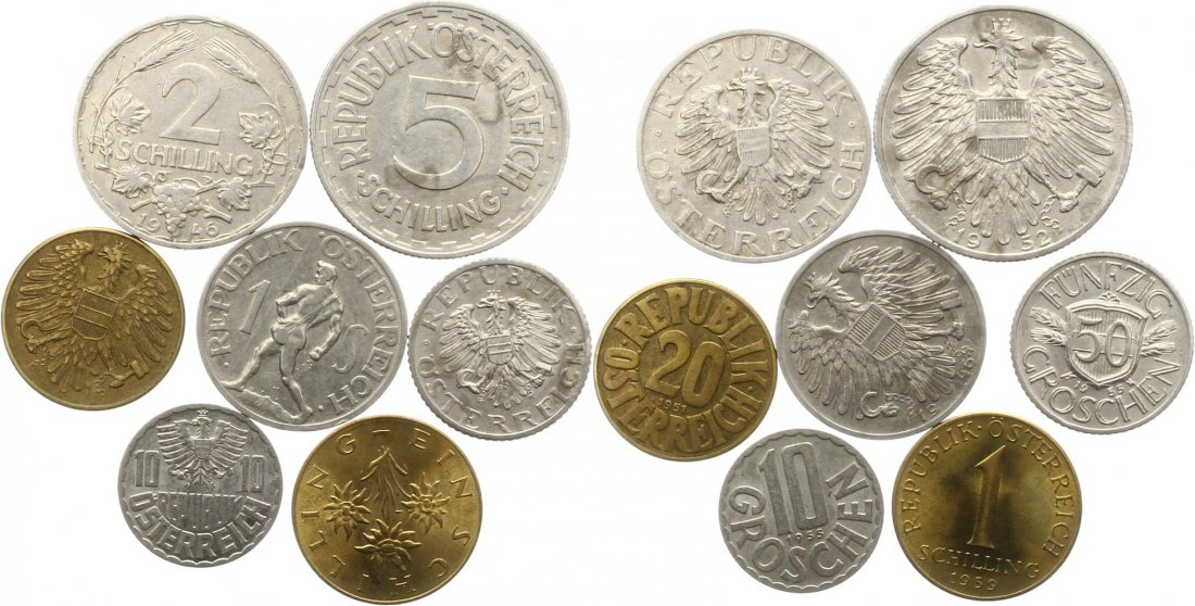  8845 Österreich 7 Münzen   