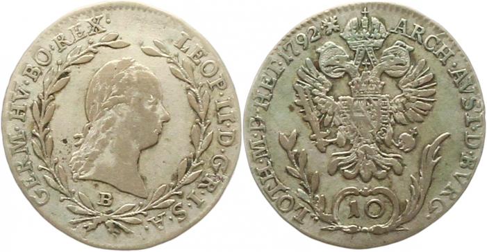  8849 Österreich 10 Kreuzer 1792 Leopold selten   