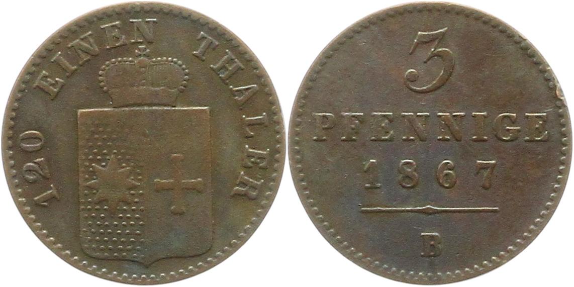  8861 Waldeck 3 Pfennig 1867 B   