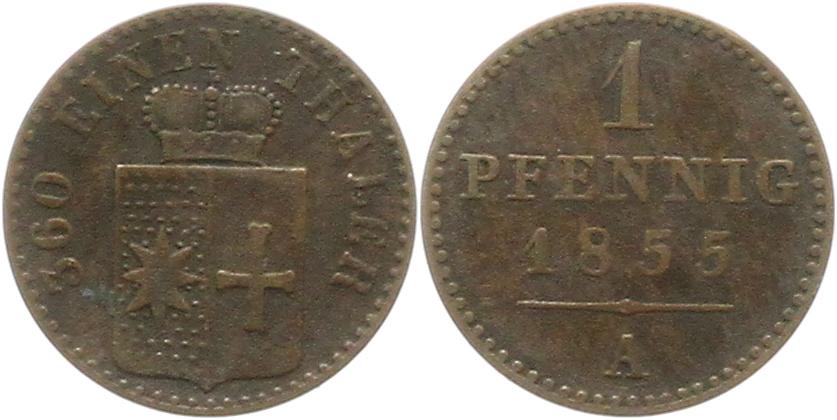  8862 Waldeck 1 Pfennig 1855   