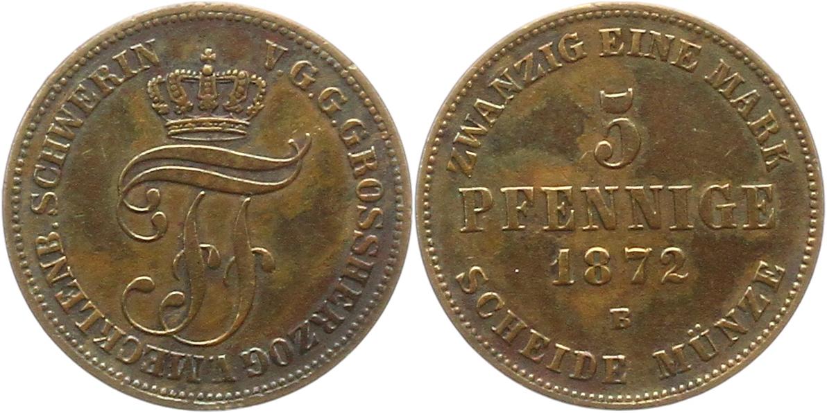 8863 Mecklenburg Schwerin  5 Pfennig 1872   