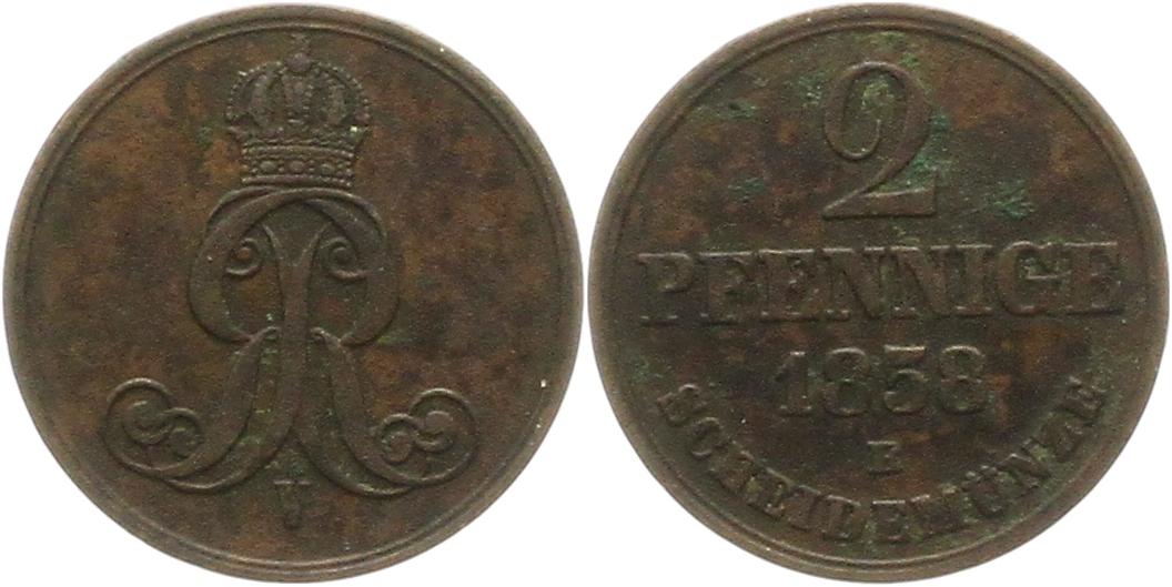  8888 Hannover 2 Pfennig 1858   
