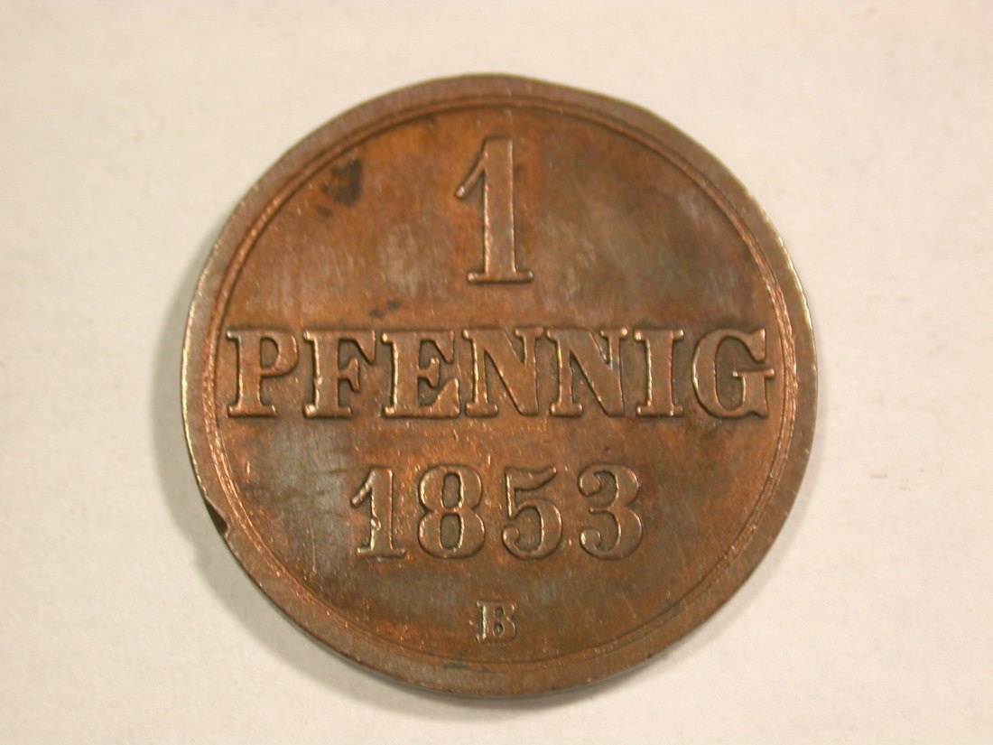  B25 Hannover 1 Pfennig 1853 B in f.vz  Originalbilder   