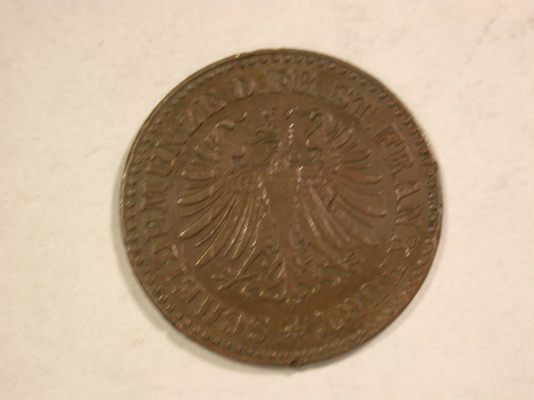  B25 Frankfurt  1 Heller 1862 in ss+ Originalbilder   