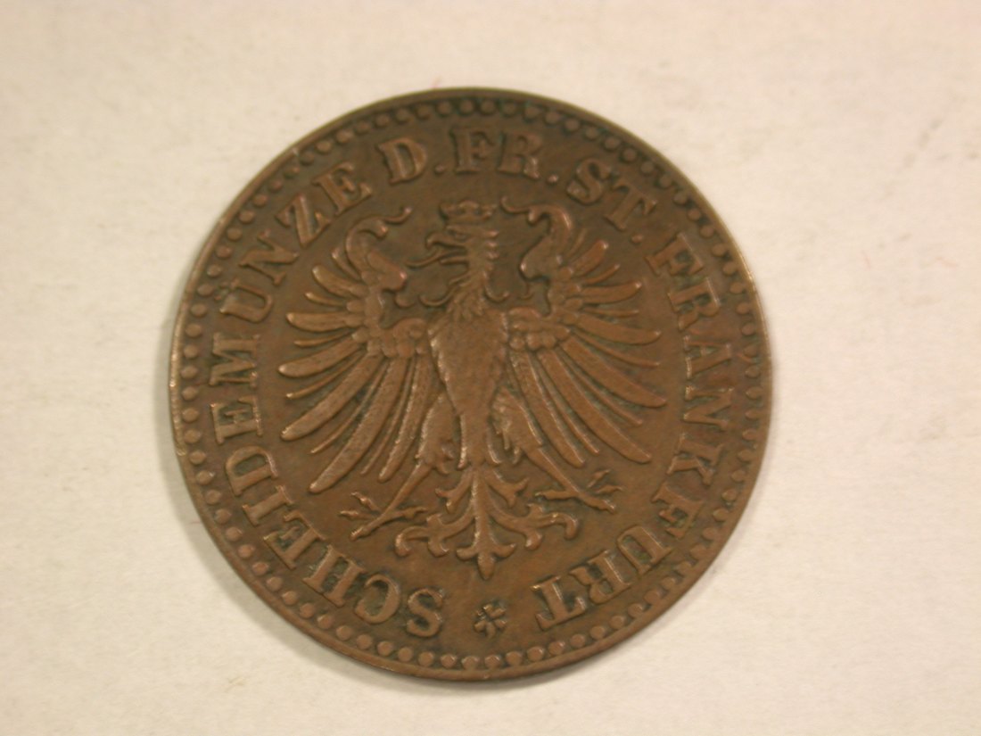  B25 Frankfurt  1 Heller 1864 in ss+ Originalbilder   
