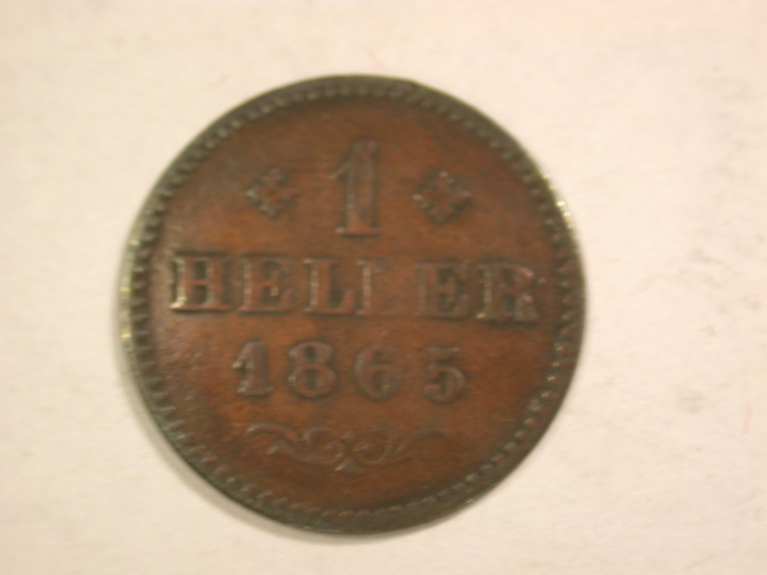  B25 Frankfurt  1 Heller 1865 in ss Originalbilder   