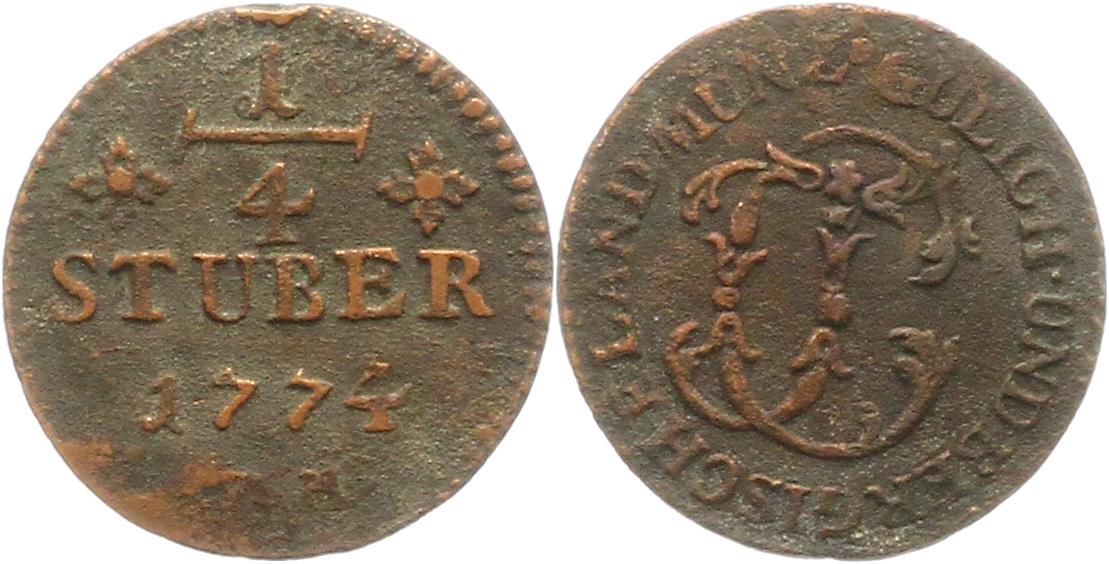  8913 Jülich Berg 1/4 Stüber 1774   