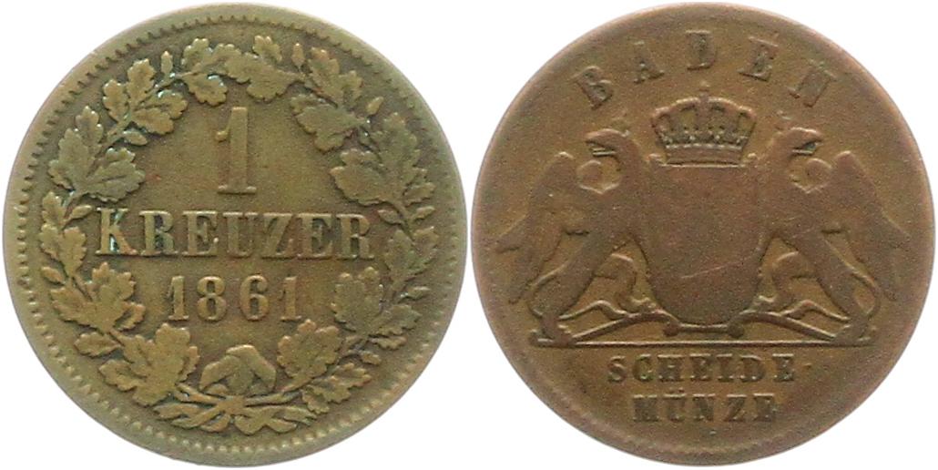  8916 Baden 1 Kreuzer 1861   