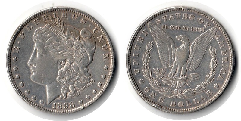  USA  1 Dollar (Morgan Dollar)  1898  FM-Frankfurt Feingewicht: 24,06g Silber sehr schön   