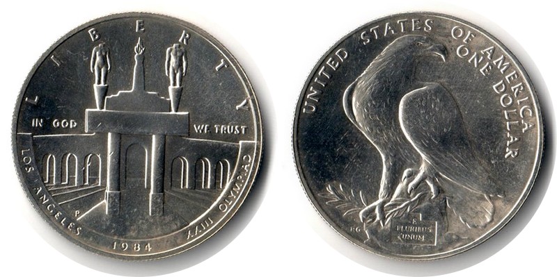  USA  1 Dollar 1984 P    FM-Frankfurt  Feingewicht: 24,06g  Silber sehr schön/vorzüglich   