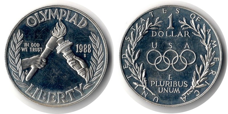  USA  1 Dollar 1988 S  FM-Frankfurt  Feingewicht: 24,06g  Silber   vorzüglich   