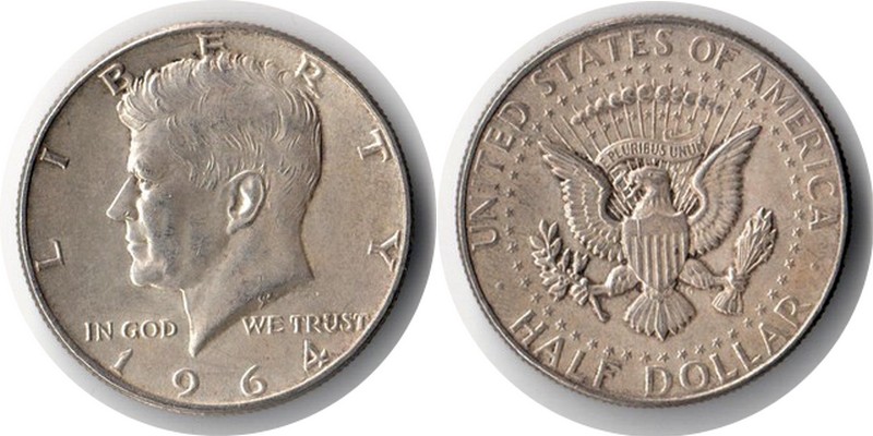  USA  Kennedy Half Dollar   1964  FM-Frankfurt Feingewicht: 11,25g Silber sehr schön   