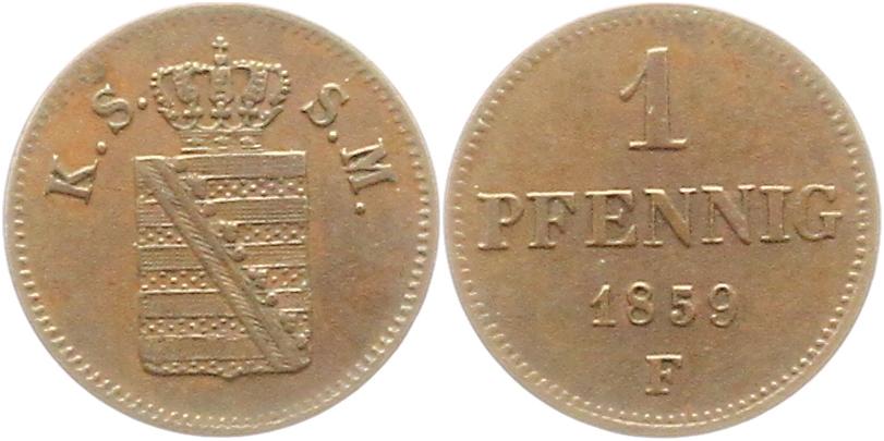  8929 Sachsen 1 Pfennig 1859   