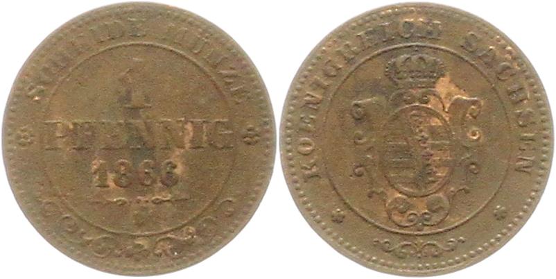 8932 Sachsen 1 Pfennig 1866   