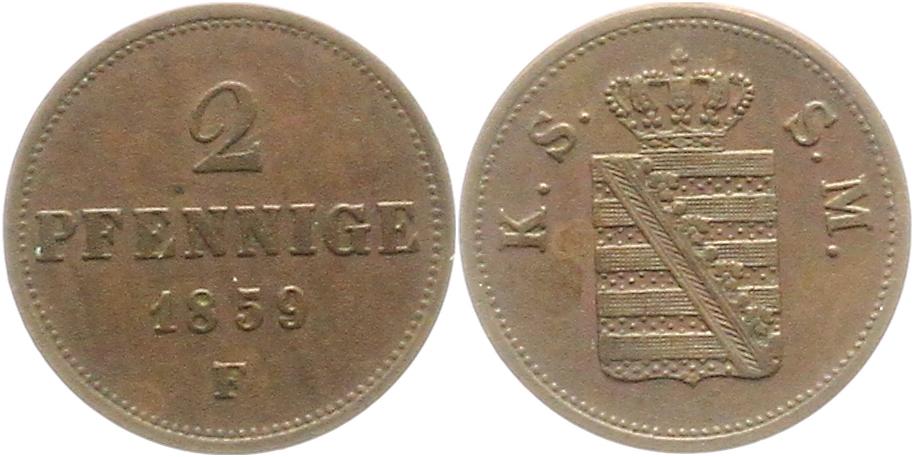  8939 Sachsen 2 Pfennig 1859   