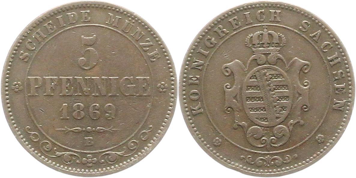  8944 Sachsen 5 Pfennig 1869   