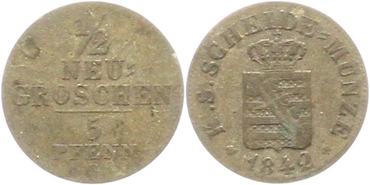  8945 Sachsen  1/2 Neugroschen 1842   