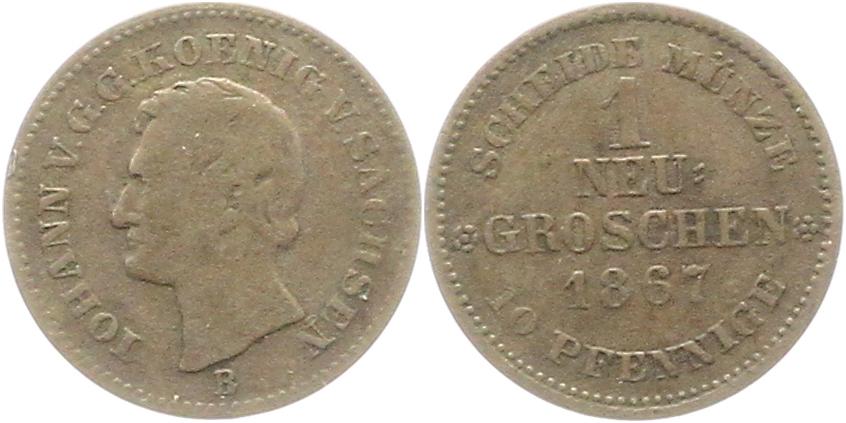  8947 Sachsen  1 Neugroschen 1867   