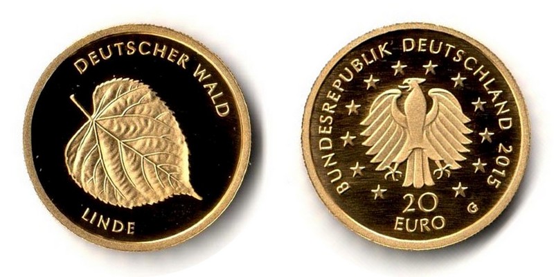 Deutschland MM-Frankfurt Feingewicht: 3,88g Gold 20 Euro Linde 2015 G stgl.