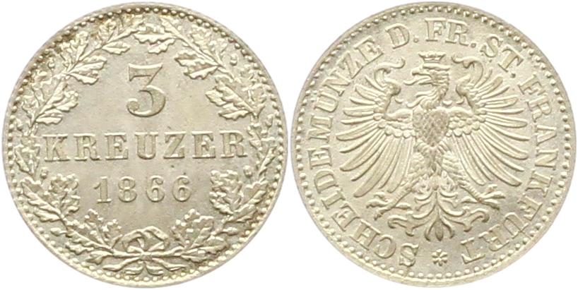  9037 Frankfurt 3 Kreuzer 1866   