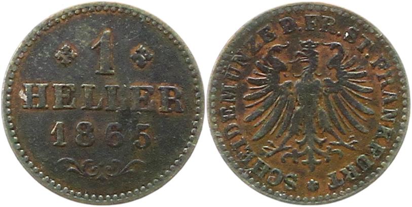  9043 Frankfurt 1 Heller 1865   