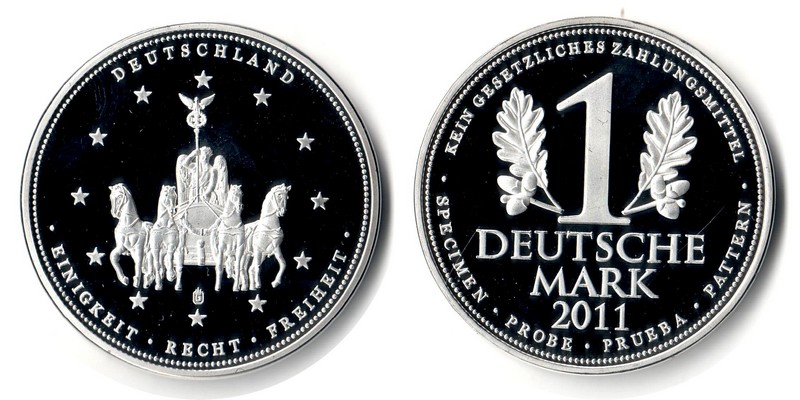  Deutschland Medaille 2011  versilbert 1 DM Entwurf  FM-Frankfurt  PP   