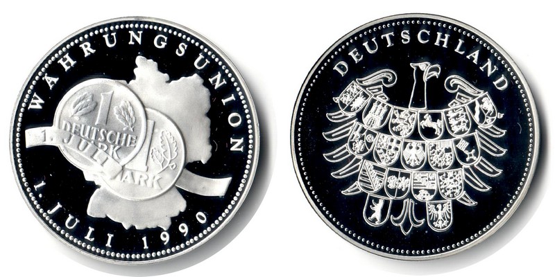  Deutschland Medaille 1990 FM-Frankfurt Gewicht: ca.20,2g  PP  Währungsunion   
