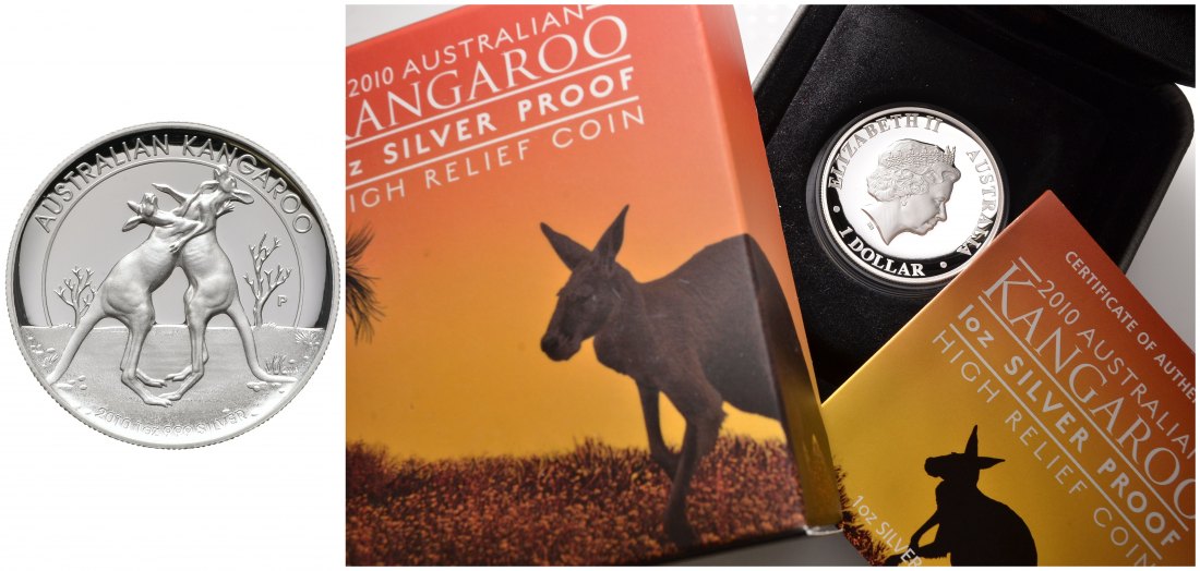 PEUS 8676 Australien 31,1 g Feinsilber. Känguru incl. Originalverpackung + Zertifikat Dollar SILBER Unze 2010 Proof (Kapsel)