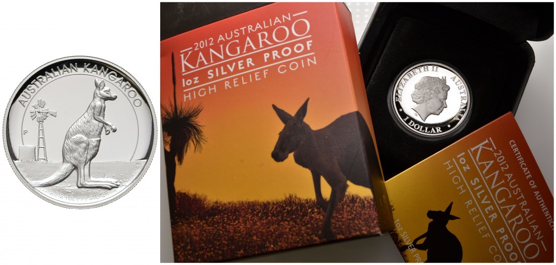 PEUS 8680 Australien 31,1 g Feinsilber. Känguru incl. Originalverpackung + Zertifikat Dollar SILBER Unze 2012 Proof (Kapsel)
