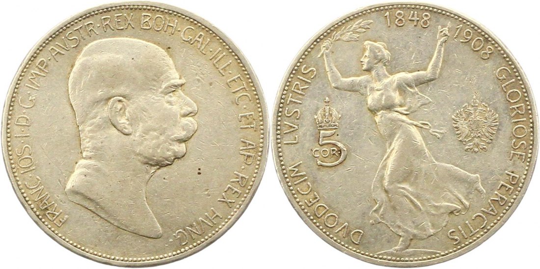 9115 RDR Österreich 5 Kronen 1908   