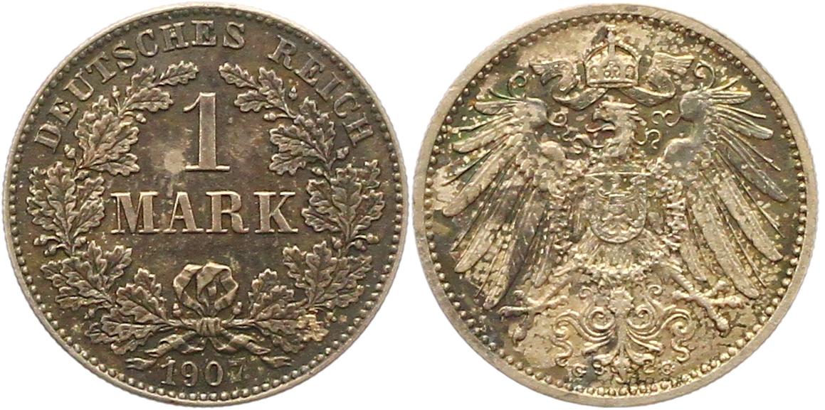  9147 Kaiserreich  1 Mark  1907 G   