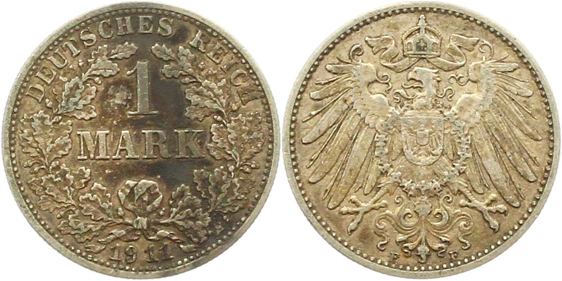  9154 Kaiserreich  1 Mark  1911 F   