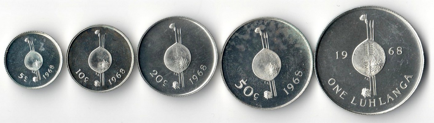  Swasiland  Set 5 Cent - 1 Luhlanga 1968  FM-Frankfurt  Feingewicht: 31,32g Silber sehr schön   