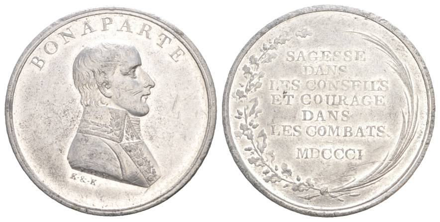  Medaille, Zinn, Bonaparte, 1801; 21,41 g; Ø 38,6 mm   