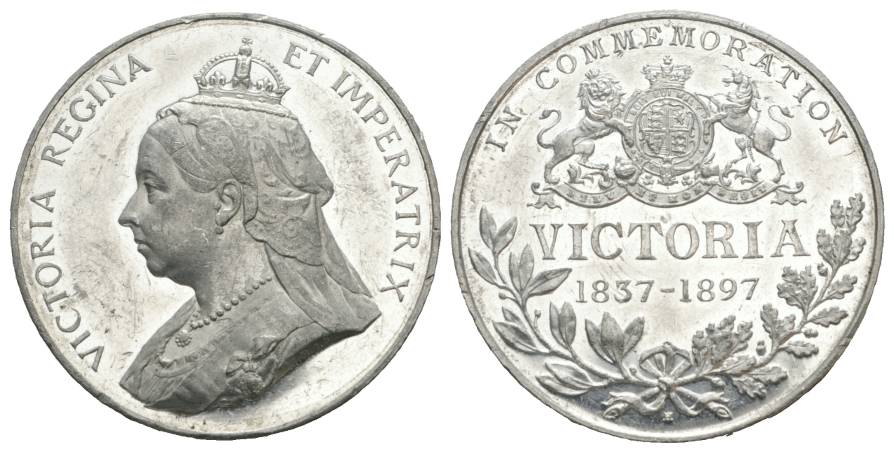  Großbritannien, Medaille, Victoria, 1897, Zinn; 16,94 g; Ø 38,9 mm   