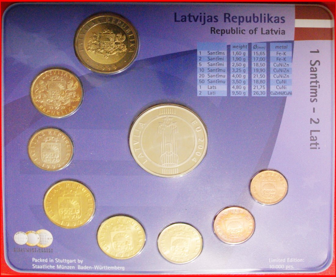  √ GREAT BRITAIN: latvia (ex. USSR, russia)★SET (1992-1999) EUROPEAN UNION 2003-2004 MADE IN GERMANY!   