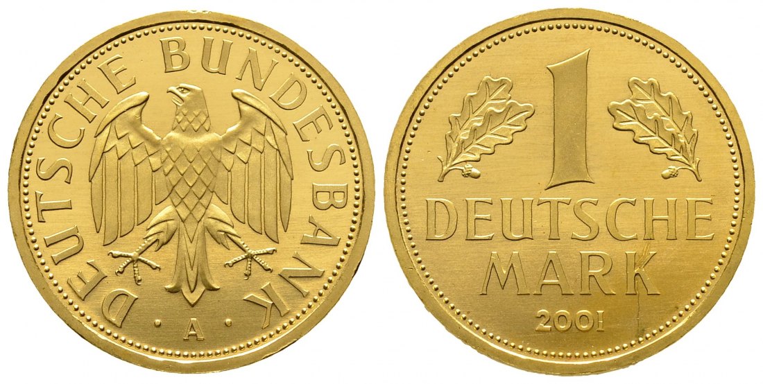 PEUS 8711 BRD 12 g Feingold. 1 Mark GOLD 2001 A Berlin Kratzer, Vorzüglich (Originalkapsel)