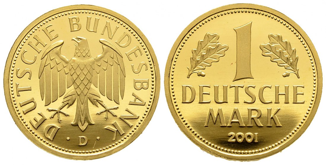 PEUS 8712 BRD 12 g Feingold. 1 Mark GOLD 2001 D München Kl.Kratzer,Stempelglanz (Originalkapsel)