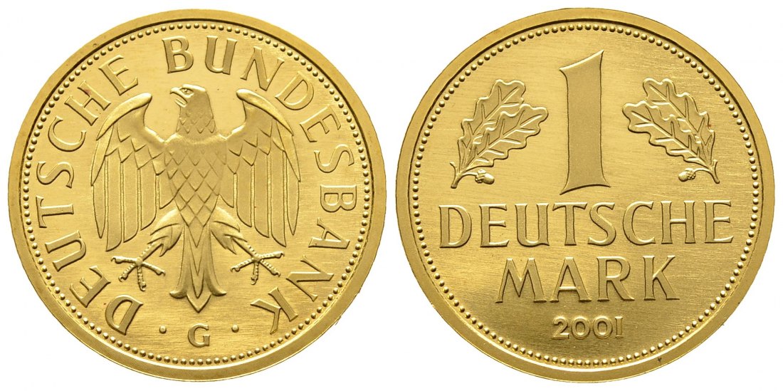 PEUS 8714 BRD 12 g Feingold. 1 Mark GOLD 2001 G Karlsruhe Stempelglanz (Originalkapsel)