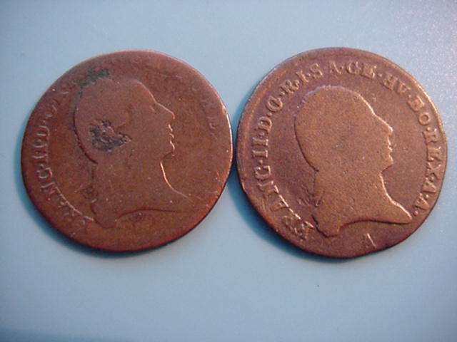 Österreich Haus Habsburg Franz Joseph II 2 x 1 Kreuzer 1800 A und S