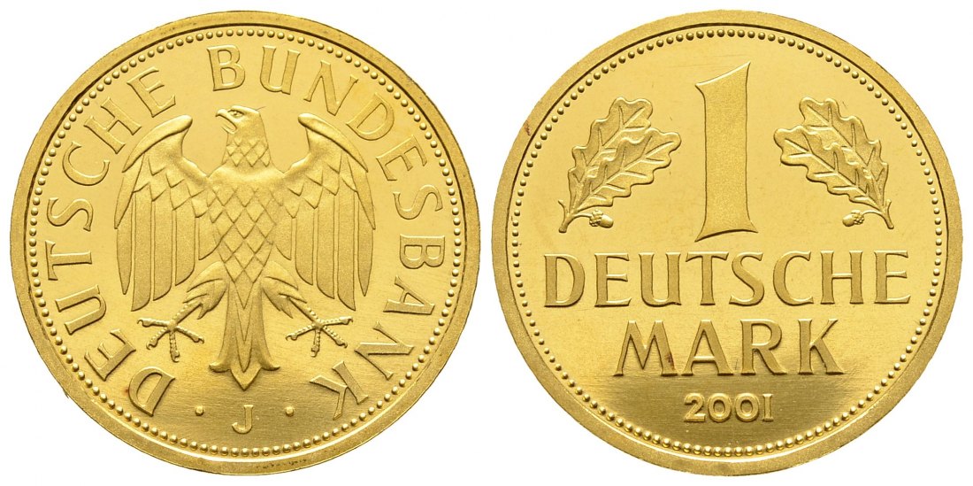 PEUS 8715 BRD 12 g Feingold. 1 Mark GOLD 2001 J Hamburg Stempelglanz (Kapsel)