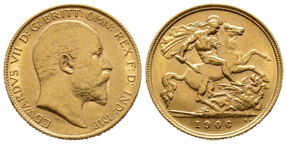 PEUS 8719 Grossbritannien 3,66 g Feingold. Eduard VII. (1901 - 1910) 1/2 Sovereign GOLD 1906 Sehr schön