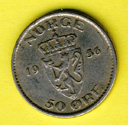  Norwegen 50 Öre 1956   