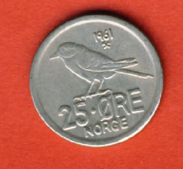  Norwegen 25 Öre 1961   