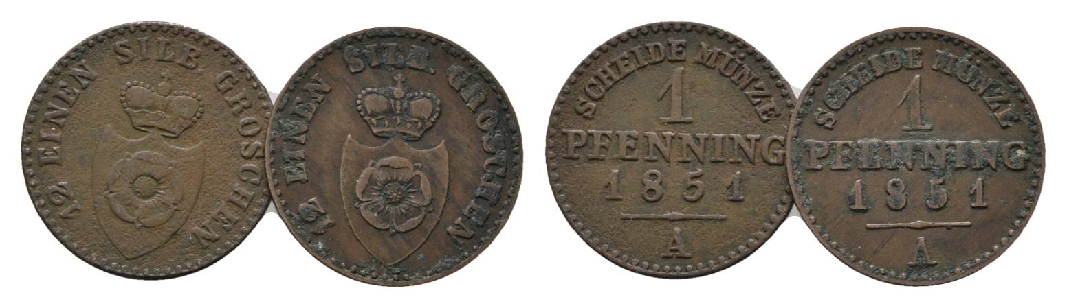  Lippe, 2 Kleinmünzen 1851   