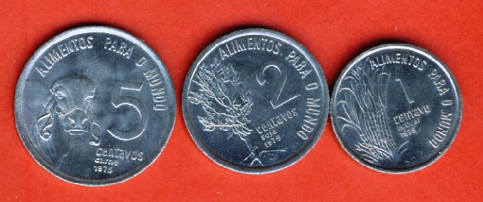  Brasilien 1 + 2 + 5 Centavos 1975 FAO   