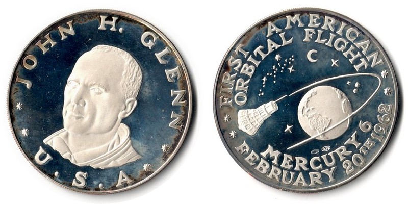  USA   Medaille   1962   FM-Frankfurt  Feinsilber: 23,13g Silber vz/pp  First American Orbital Flight   