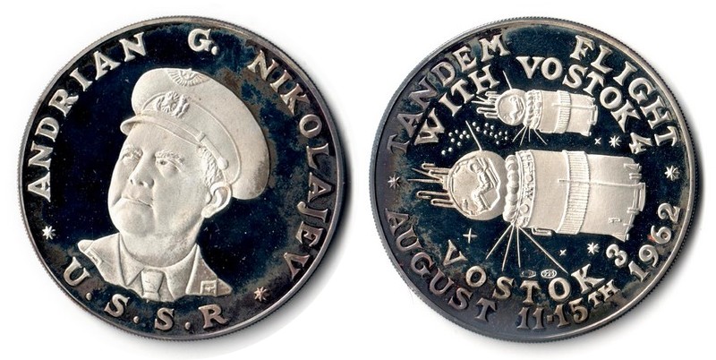  USA   Medaille   1962    FM-Frankfurt  Feinsilber: 23,13g Silber   Tandem Flight with Vostok 4   