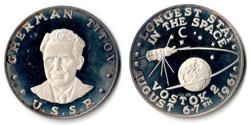  USA   Medaille   1961    FM-Frankfurt  Feinsilber: 23,13g Silber   Longest Stay in the Space   